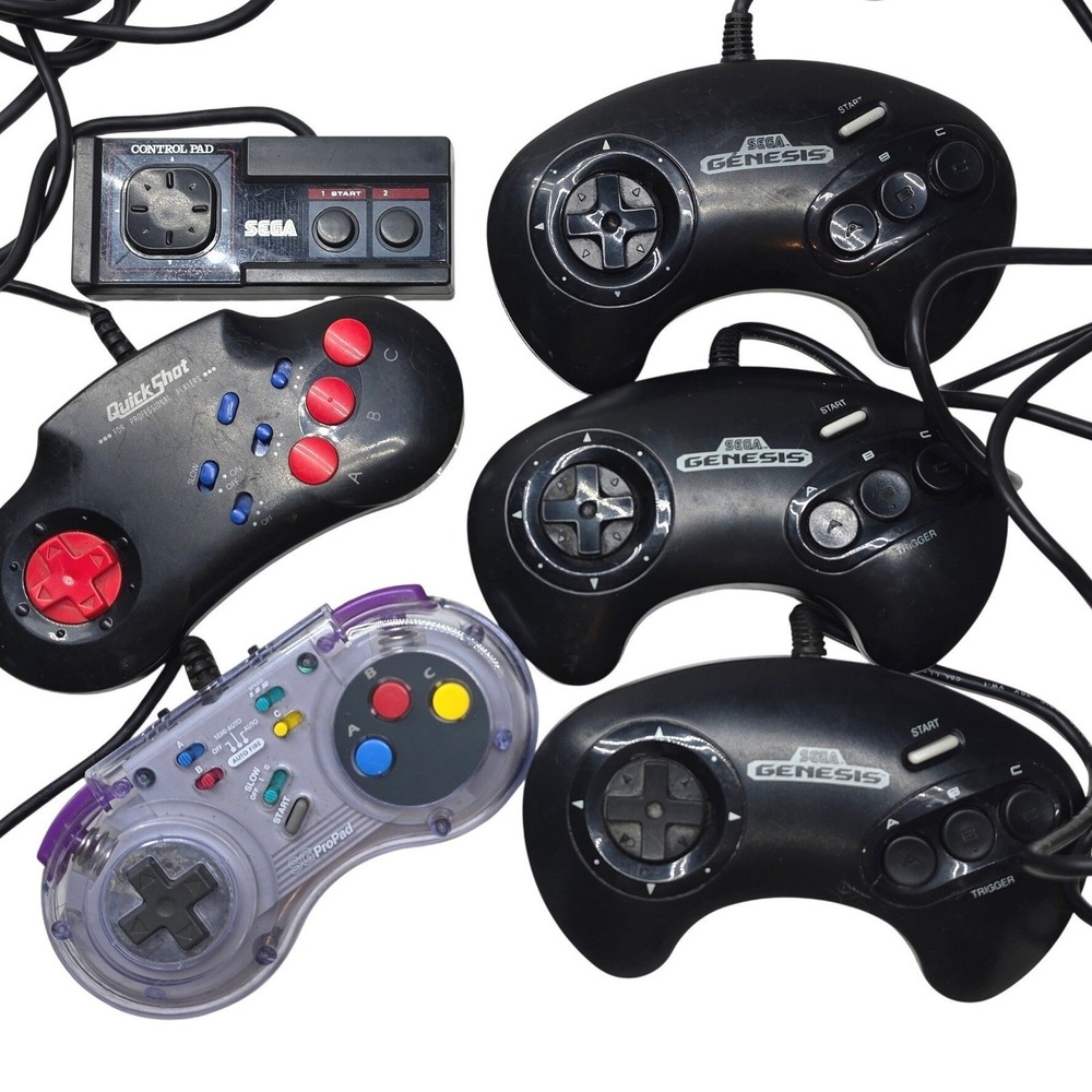 Sega Genesis MasterSystem Controller Lot 6pc 1650 3020 QuickShot ProPad Untested